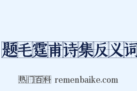 题毛霆甫诗集反义词是什么意思的图片